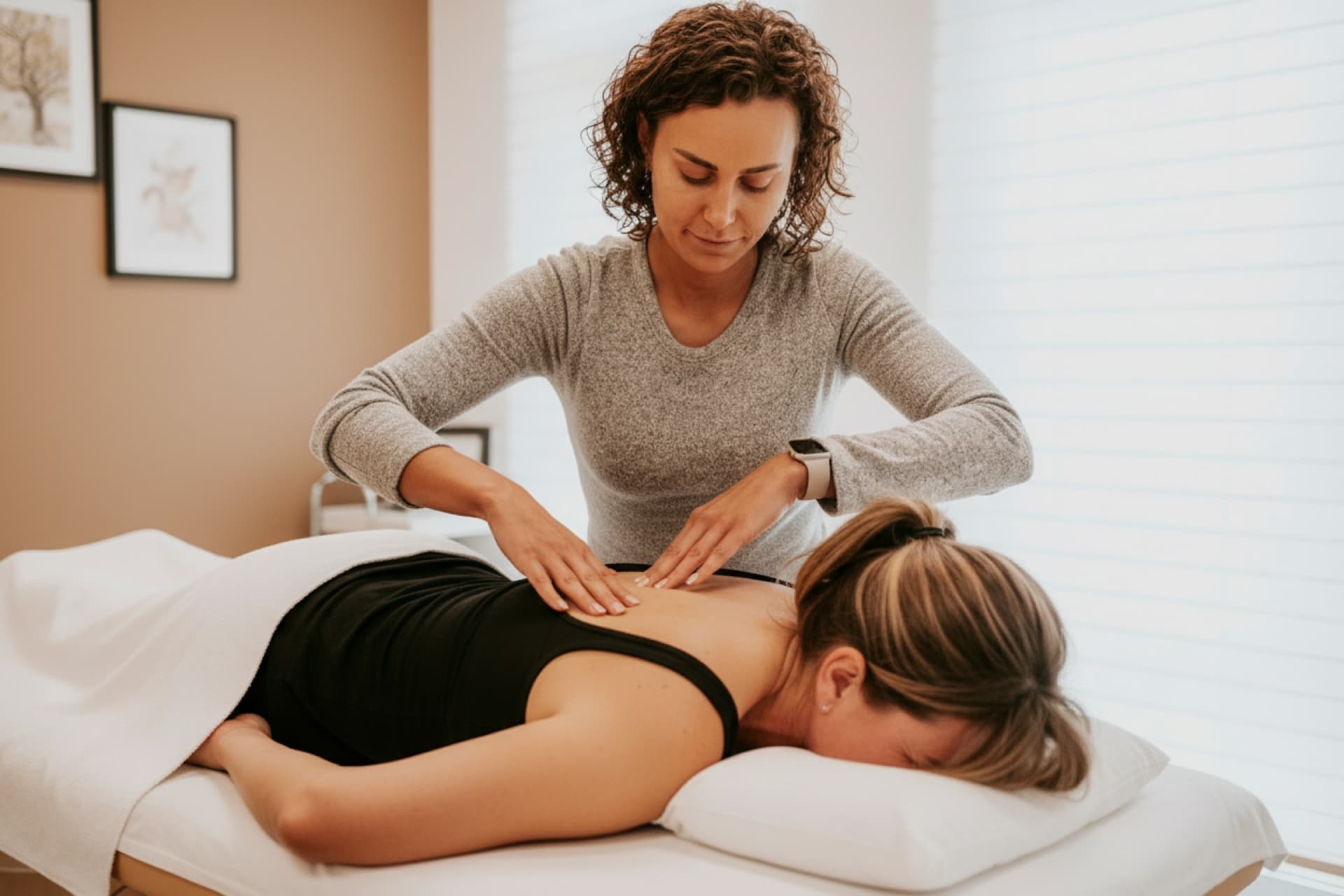 Nina Pflug bei der Behandlung — manuelle Therapie